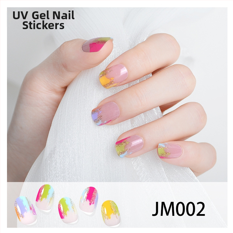 XT Полуизсушени гел лак стикери за нокти – активирани с UV лампа, френски стил, дизайни: рози, мрамор, цветя