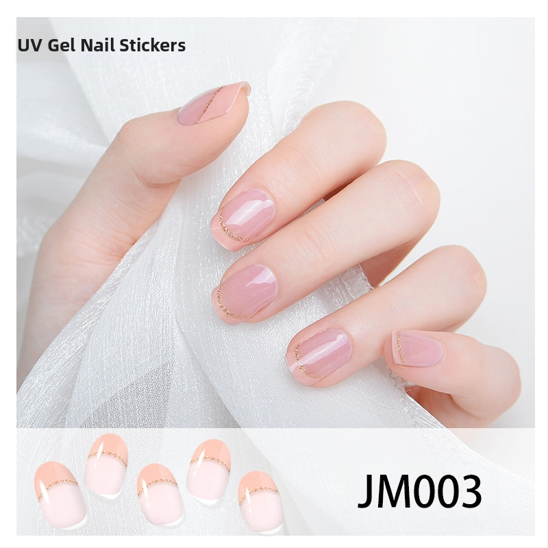 XT Полуизсушени гел лак стикери за нокти – активирани с UV лампа, френски стил, дизайни: рози, мрамор, цветя