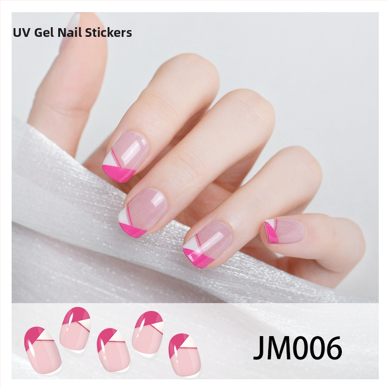 XT Полуизсушени гел лак стикери за нокти – активирани с UV лампа, френски стил, дизайни: рози, мрамор, цветя