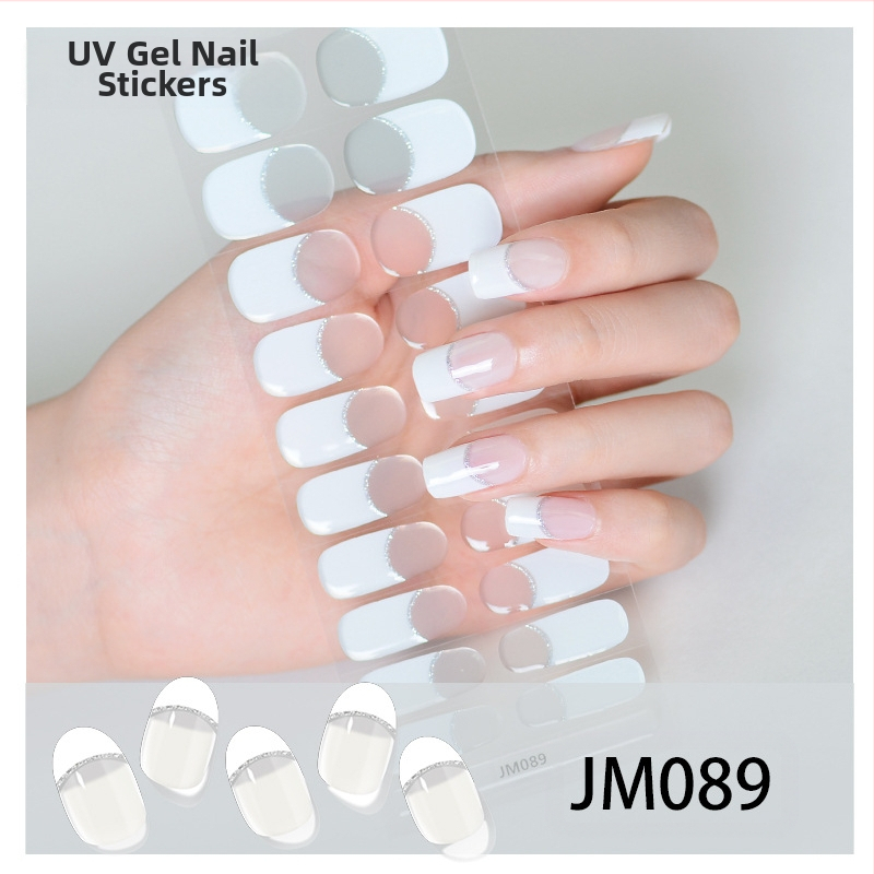 XT Полуизсушени гел лак стикери за нокти – активирани с UV лампа, френски стил, дизайни: рози, мрамор, цветя