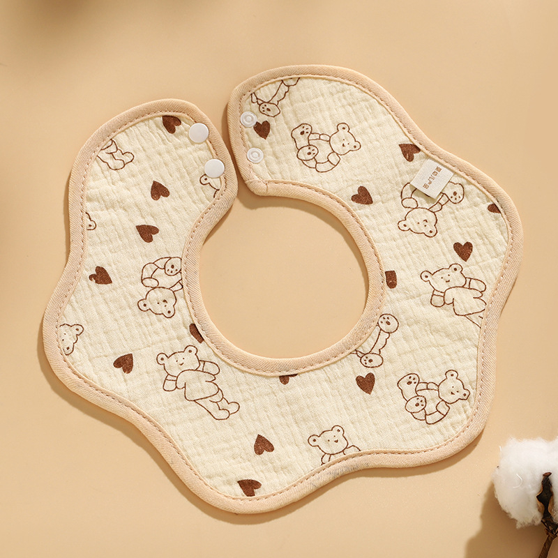 Biber pentru bebeluși din tifon de bumbac, impermeabil, imprimat cu desene animate, potrivit pentru 0–6 ani.