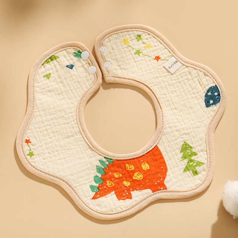 Biber pentru bebeluși din tifon de bumbac, impermeabil, imprimat cu desene animate, potrivit pentru 0–6 ani.