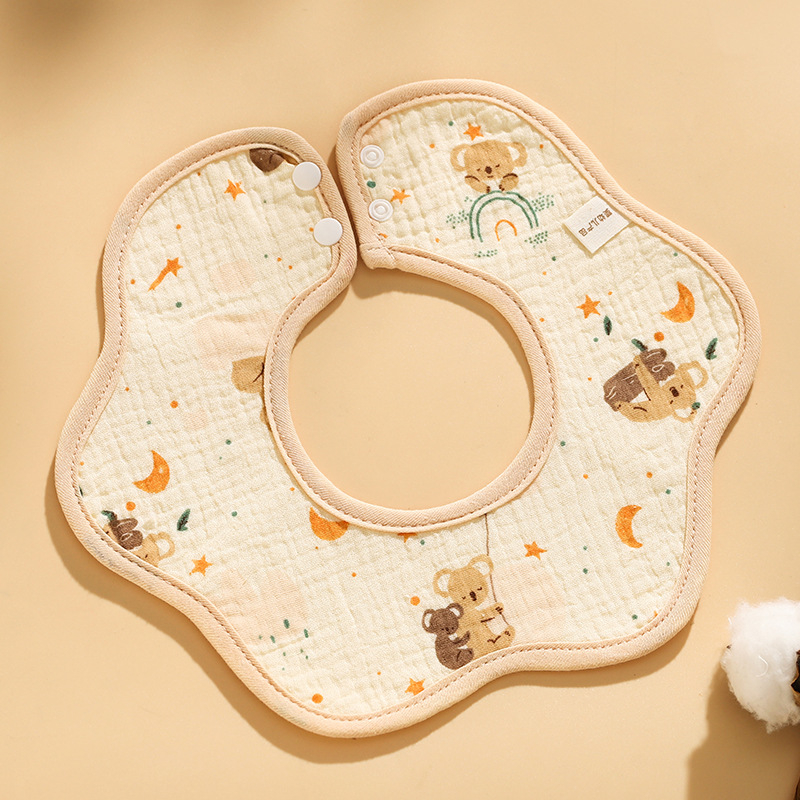 Biber pentru bebeluși din tifon de bumbac, impermeabil, imprimat cu desene animate, potrivit pentru 0–6 ani.