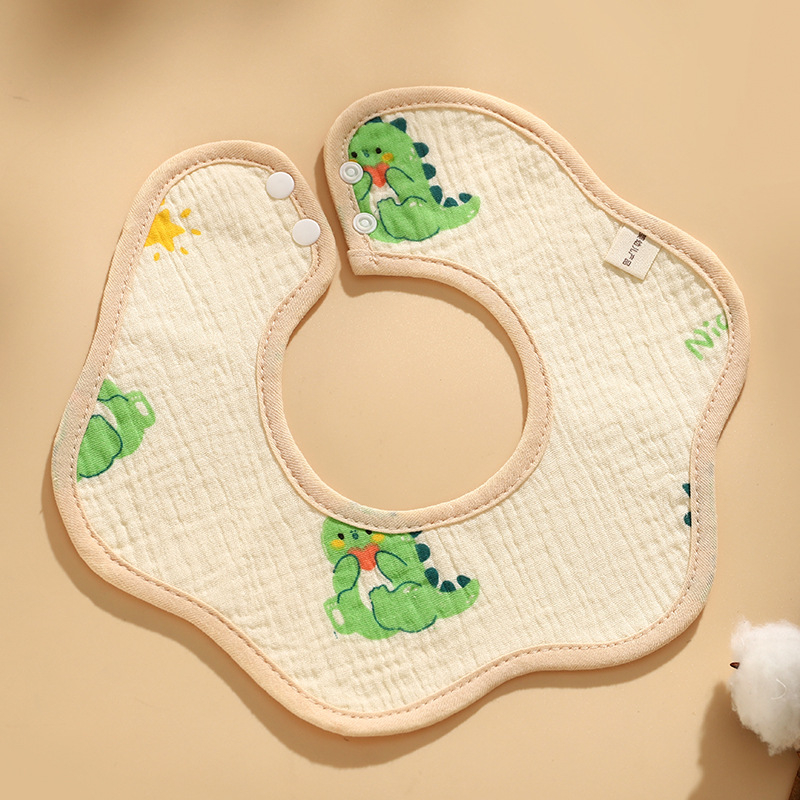 Biber pentru bebeluși din tifon de bumbac, impermeabil, imprimat cu desene animate, potrivit pentru 0–6 ani.