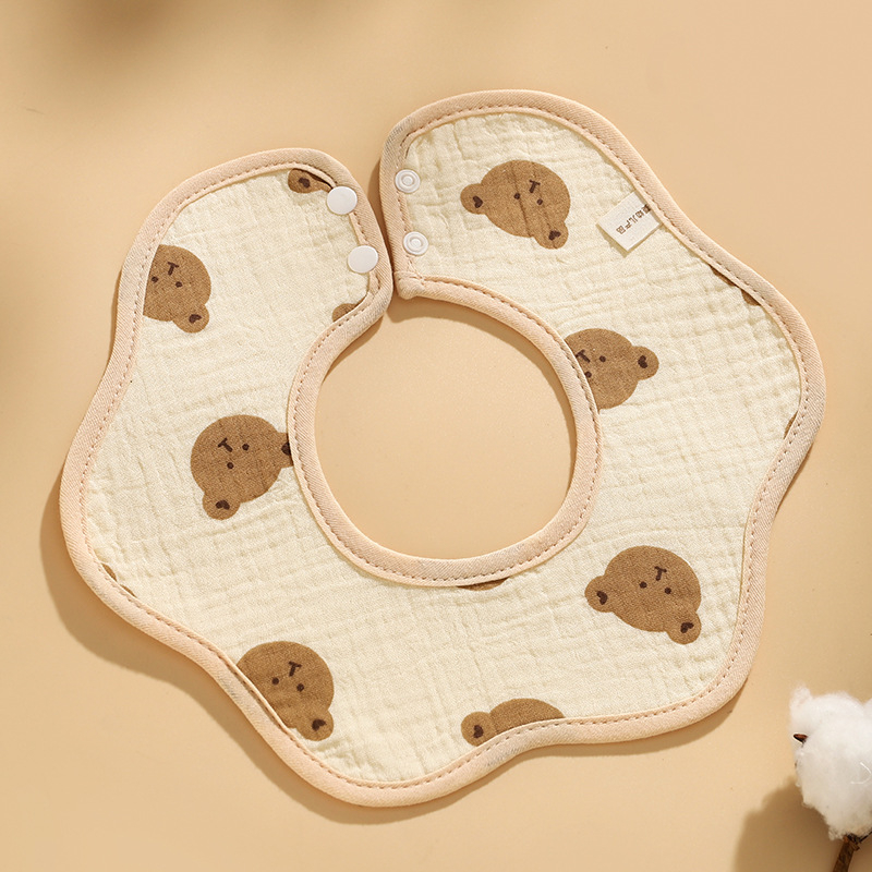 Biber pentru bebeluși din tifon de bumbac, impermeabil, imprimat cu desene animate, potrivit pentru 0–6 ani.