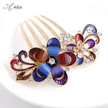 Korejskog stila češalj za kosu s cvjetnim motivom i dijamantnim akcentima, od legure