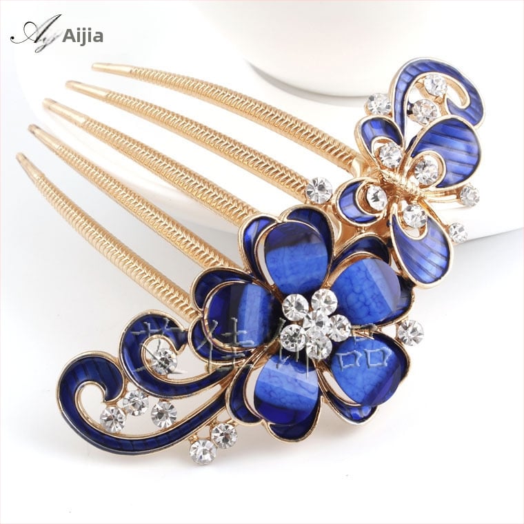 Korejskog stila češalj za kosu s cvjetnim motivom i dijamantnim akcentima, od legure