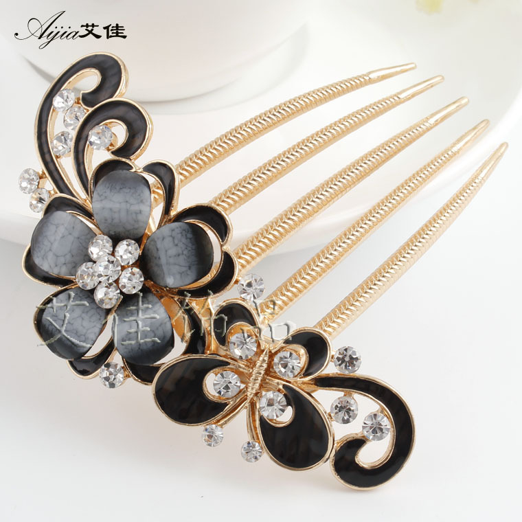 Korejskog stila češalj za kosu s cvjetnim motivom i dijamantnim akcentima, od legure
