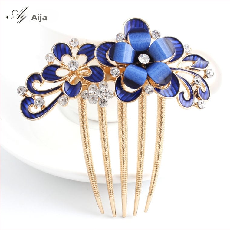 Korejskog stila češalj za kosu s cvjetnim motivom i dijamantnim akcentima, od legure
