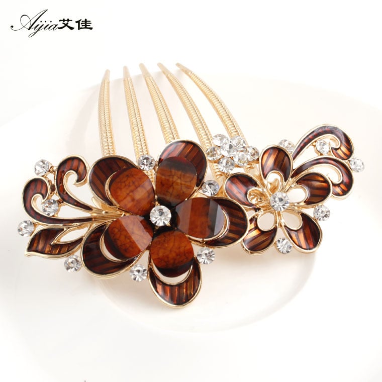 Korejskog stila češalj za kosu s cvjetnim motivom i dijamantnim akcentima, od legure