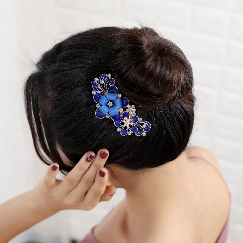 Korejskog stila češalj za kosu s cvjetnim motivom i dijamantnim akcentima, od legure
