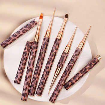 Minychi 5‑частен комплект инструменти за ноктна арт с метални дълги дръжки, плосък връх за градиентно рисуване и фини линии