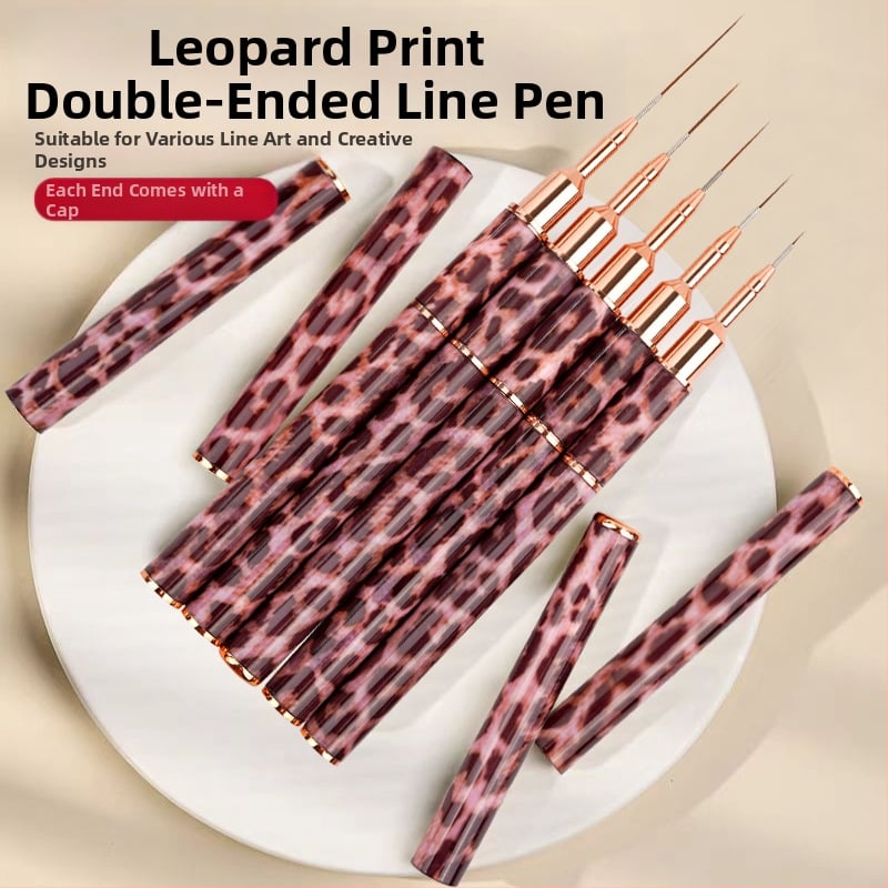 Minychi 5 dalių nagų dailės įrankių rinkinys su metalinėmis ilgomis rankenėlėmis, plokščiu antgaliu gradientiniam braižymui, gėlėms ir plonoms linijoms