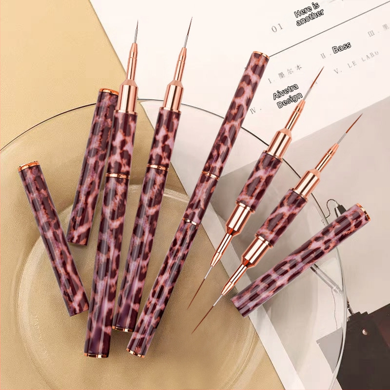 Minychi 5‑частен комплект инструменти за ноктна арт с метални дълги дръжки, плосък връх за градиентно рисуване и фини линии