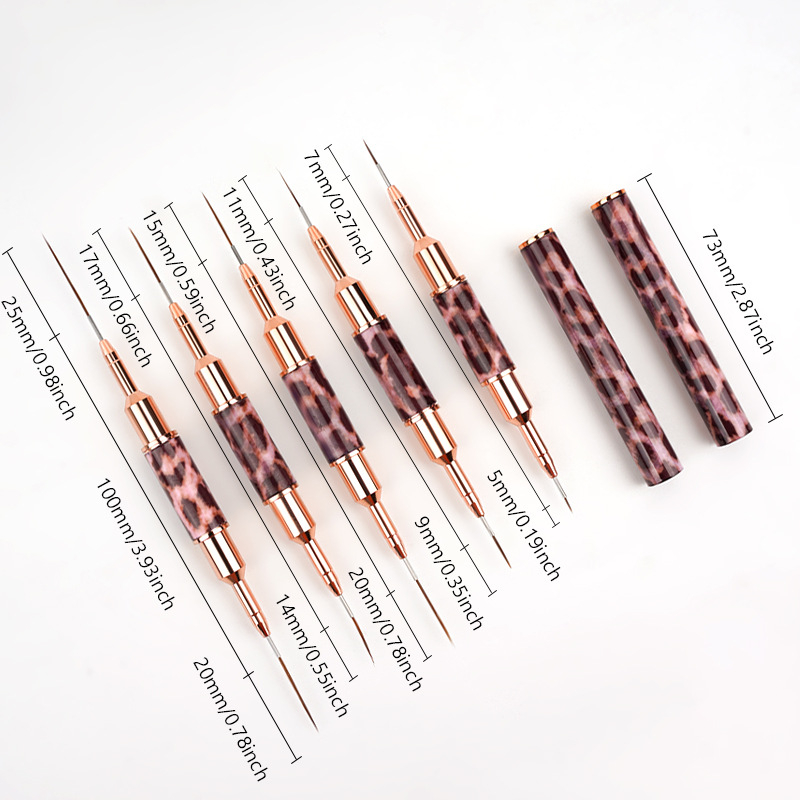 Minychi 5‑частен комплект инструменти за ноктна арт с метални дълги дръжки, плосък връх за градиентно рисуване и фини линии