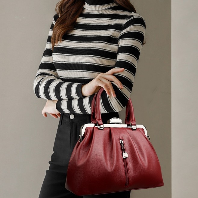 PU bőr crossbody táska, városi stílus, nagy kapacitás, horizontális négyzet alakú forma, zárással záródó