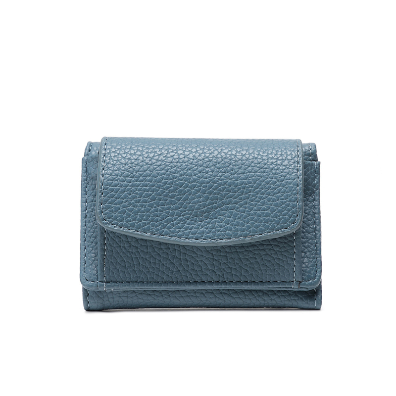 RFID-blokkoló PU bőr pénztárca kapoccsal, liči textúra, poliészter bélés, női pénztárca