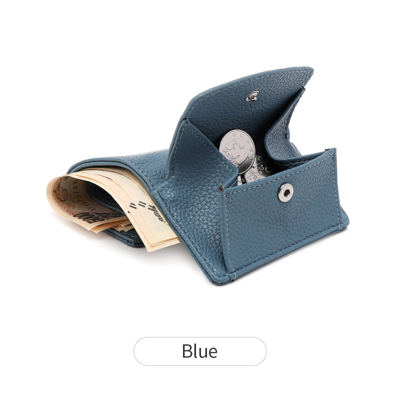 RFID-blokkoló PU bőr pénztárca kapoccsal, liči textúra, poliészter bélés, női pénztárca