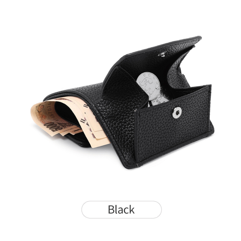 RFID-blokkoló PU bőr pénztárca kapoccsal, liči textúra, poliészter bélés, női pénztárca