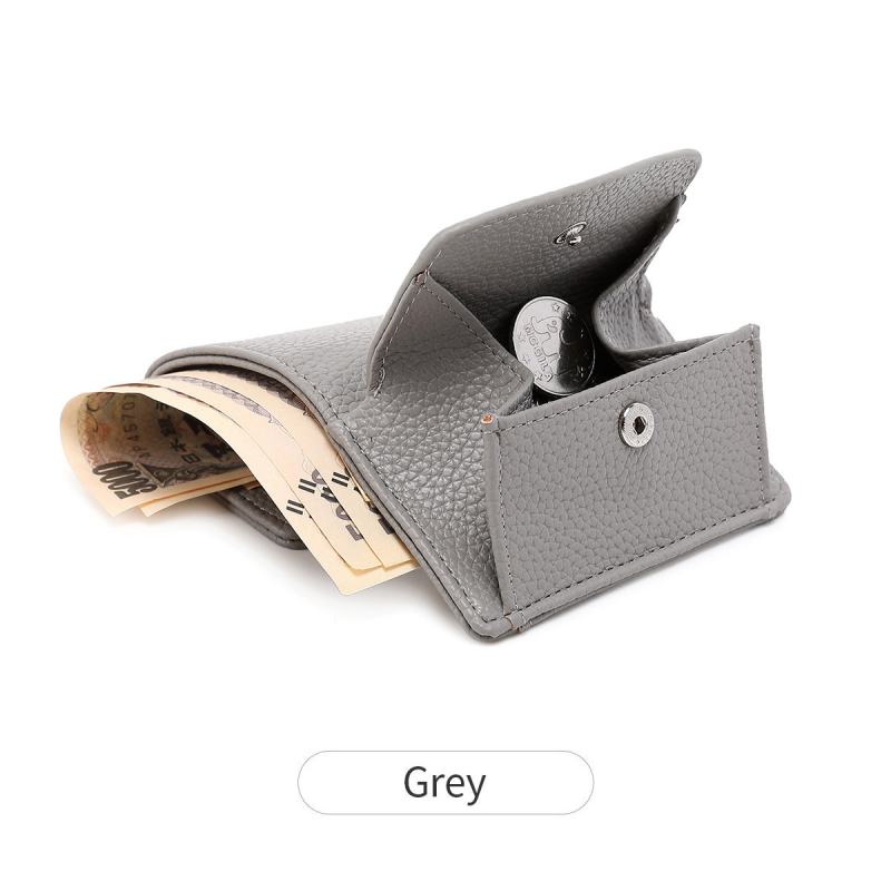 RFID-blokkoló PU bőr pénztárca kapoccsal, liči textúra, poliészter bélés, női pénztárca