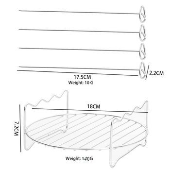 Στρογγυρή σχάρα από ανοξείδωτο ατσάλι για φριτέζα αέρα με διπλό επίπεδο, ατμό/γκριλ, φορητή, εύκολη στον καθαρισμό, ανθεκτική στη σκουριά