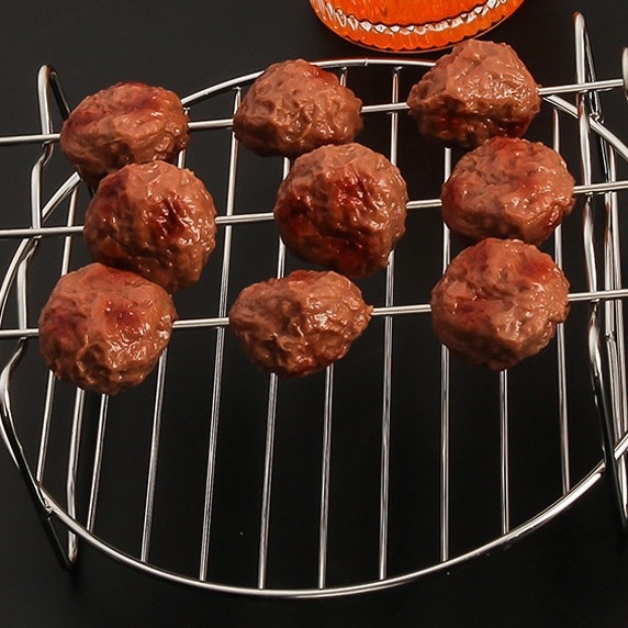 Στρογγυρή σχάρα από ανοξείδωτο ατσάλι για φριτέζα αέρα με διπλό επίπεδο, ατμό/γκριλ, φορητή, εύκολη στον καθαρισμό, ανθεκτική στη σκουριά