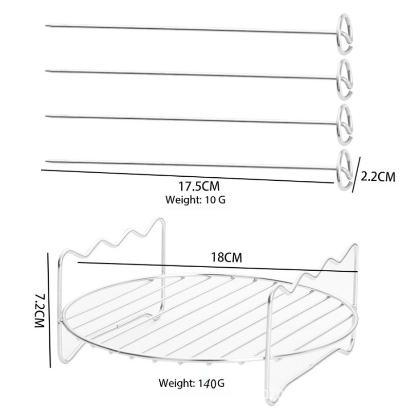 Στρογγυρή σχάρα από ανοξείδωτο ατσάλι για φριτέζα αέρα με διπλό επίπεδο, ατμό/γκριλ, φορητή, εύκολη στον καθαρισμό, ανθεκτική στη σκουριά