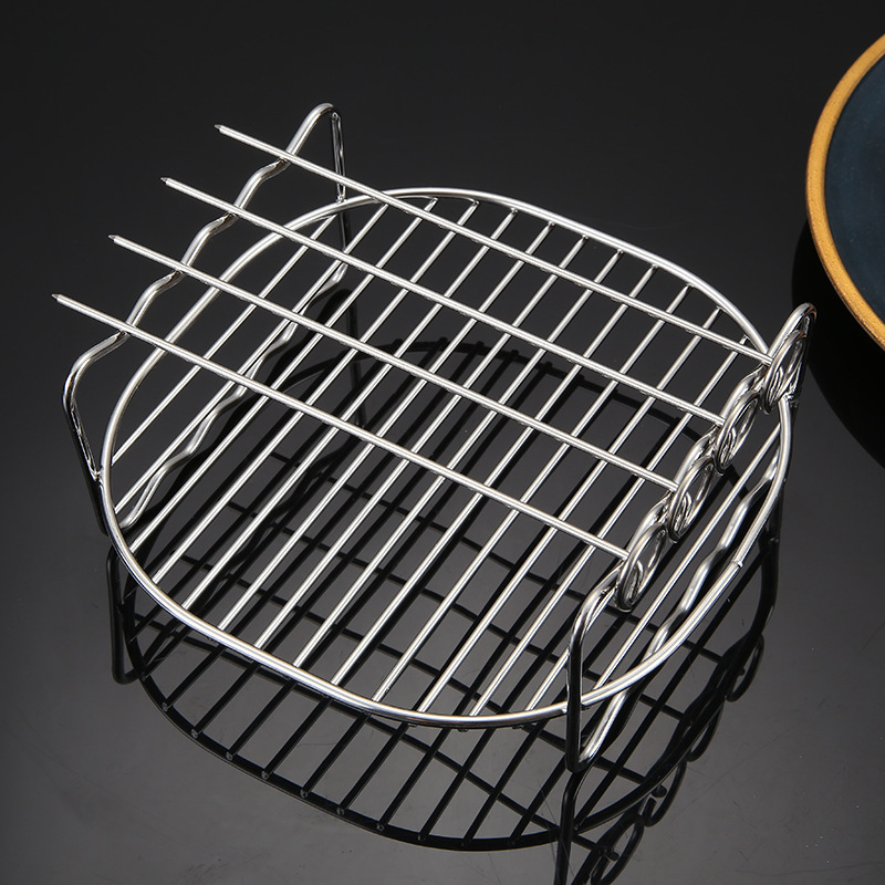 Στρογγυρή σχάρα από ανοξείδωτο ατσάλι για φριτέζα αέρα με διπλό επίπεδο, ατμό/γκριλ, φορητή, εύκολη στον καθαρισμό, ανθεκτική στη σκουριά