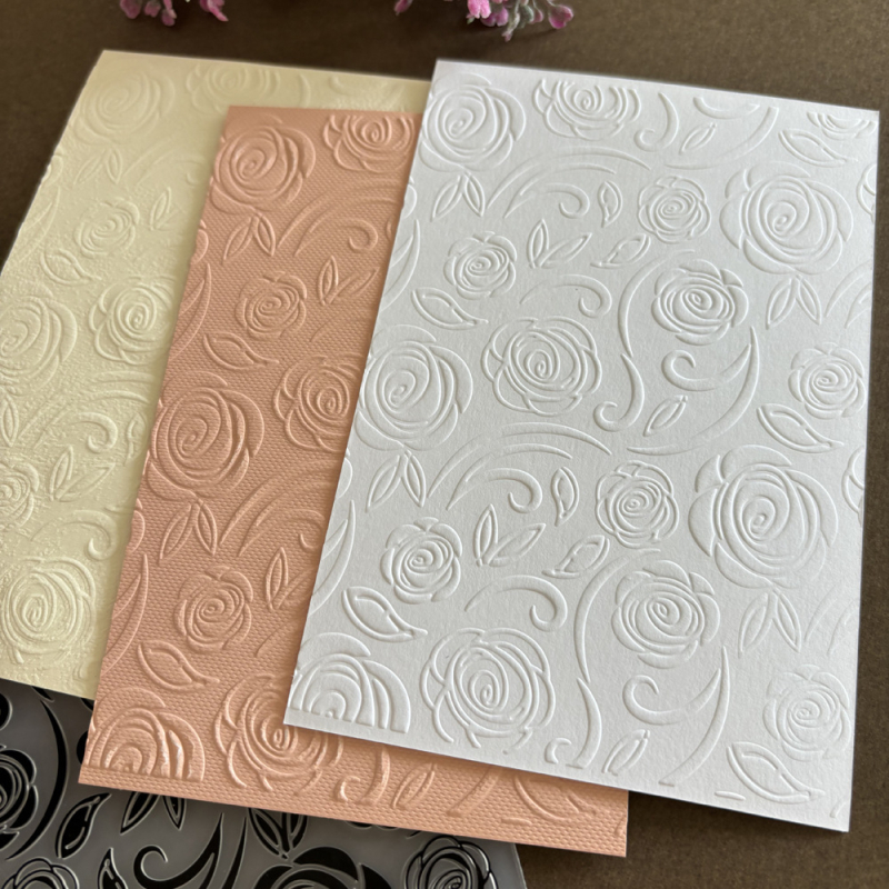 Matriță pentru relief cu textură de trandafir, 2D concav-convex, din plastic, pentru DIY