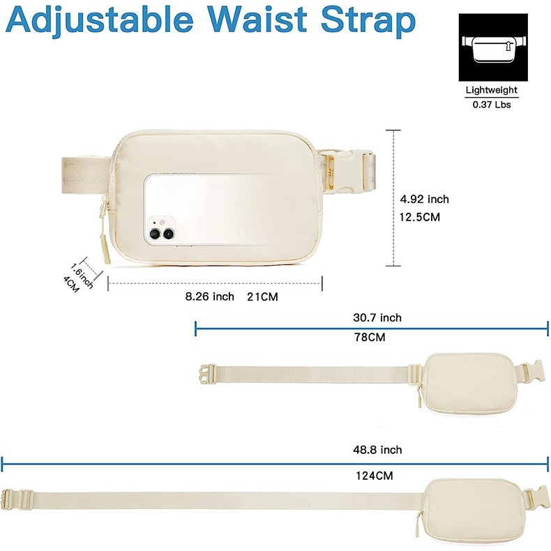 Αθλητική τσάντα μέσης με σχέδιο γραμμάτων – πολυεστέρας, αδιάβροχη και λειτουργία αντί-κλοπής, ουδέτερη για άνδρες και γυναίκες, για υπαίθρια αθλήματα
