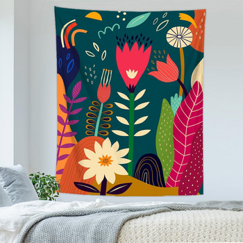 Tapiserie geometrică abstractă — 100% poliester, țesătură nețesută, dreptunghiulară, decor de perete pentru sufragerie și dormitor, Spălare manuală