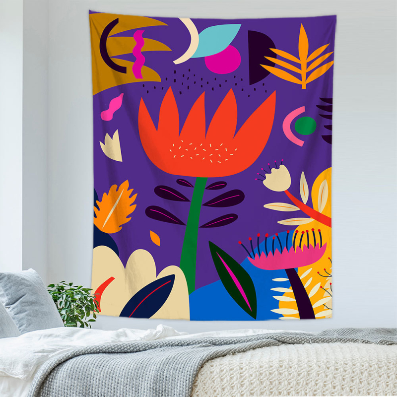 Tapiserie geometrică abstractă — 100% poliester, țesătură nețesută, dreptunghiulară, decor de perete pentru sufragerie și dormitor, Spălare manuală