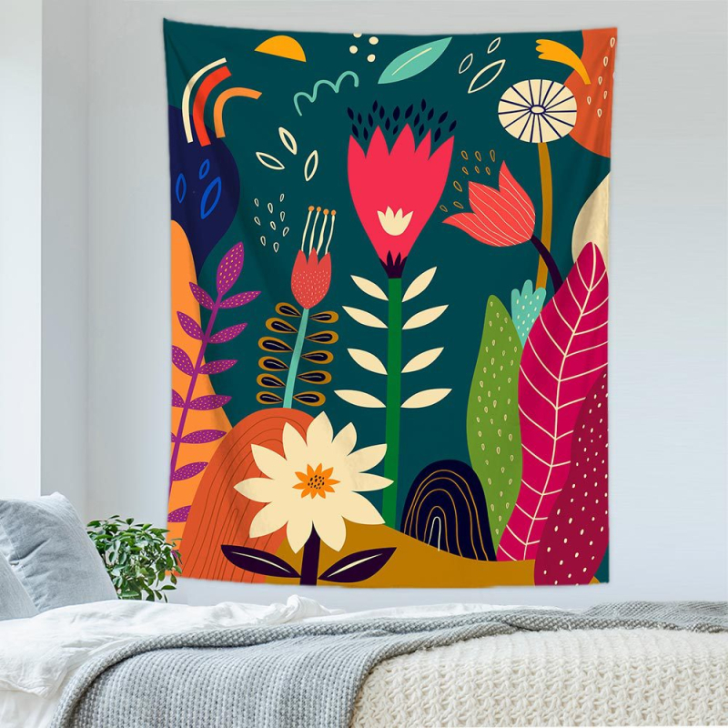 Tapiserie geometrică abstractă — 100% poliester, țesătură nețesută, dreptunghiulară, decor de perete pentru sufragerie și dormitor, Spălare manuală