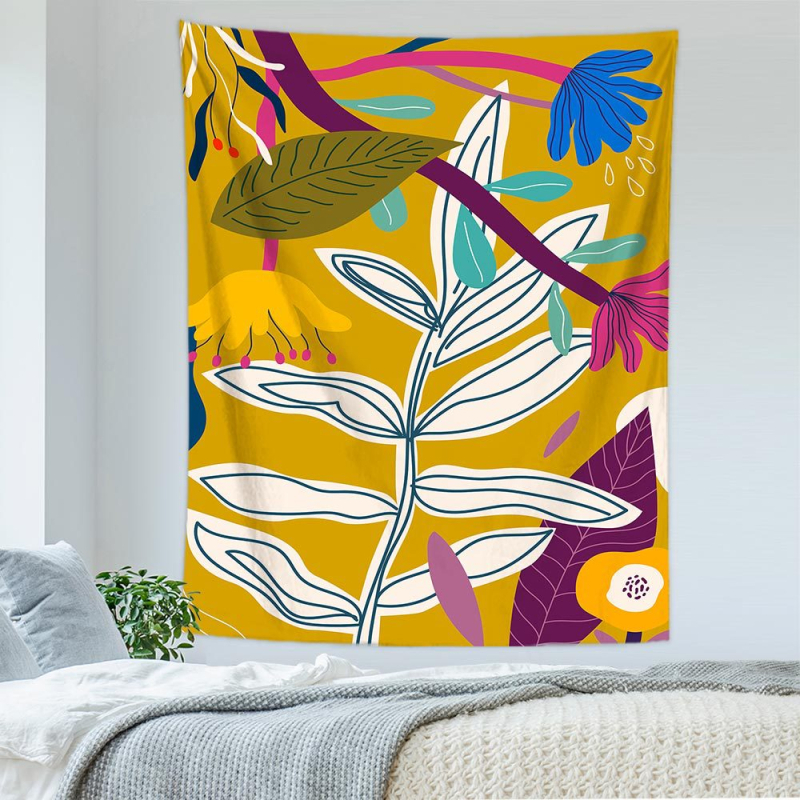 Tapiserie geometrică abstractă — 100% poliester, țesătură nețesută, dreptunghiulară, decor de perete pentru sufragerie și dormitor, Spălare manuală