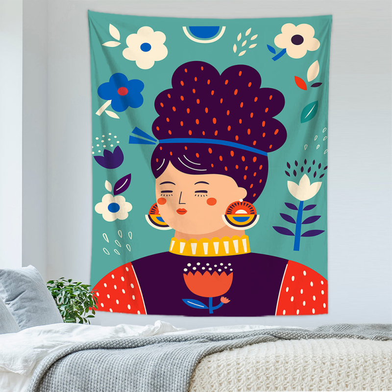 Tapiserie geometrică abstractă — 100% poliester, țesătură nețesută, dreptunghiulară, decor de perete pentru sufragerie și dormitor, Spălare manuală