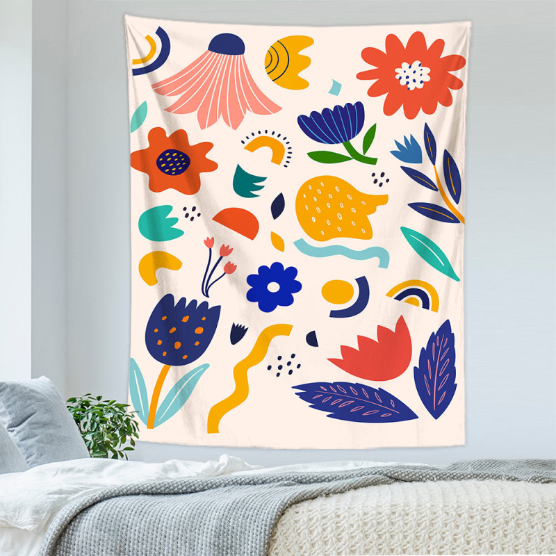 Tapiserie geometrică abstractă — 100% poliester, țesătură nețesută, dreptunghiulară, decor de perete pentru sufragerie și dormitor, Spălare manuală