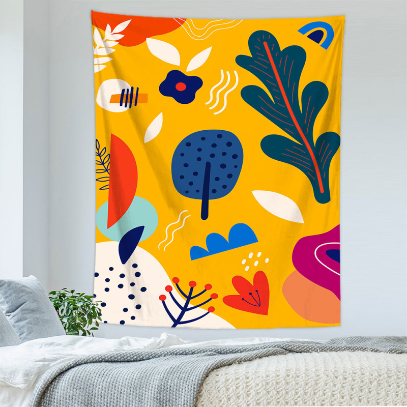 Tapiserie geometrică abstractă — 100% poliester, țesătură nețesută, dreptunghiulară, decor de perete pentru sufragerie și dormitor, Spălare manuală