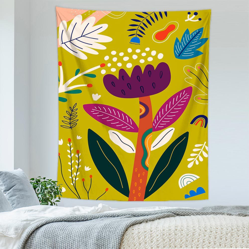 Tapiserie geometrică abstractă — 100% poliester, țesătură nețesută, dreptunghiulară, decor de perete pentru sufragerie și dormitor, Spălare manuală