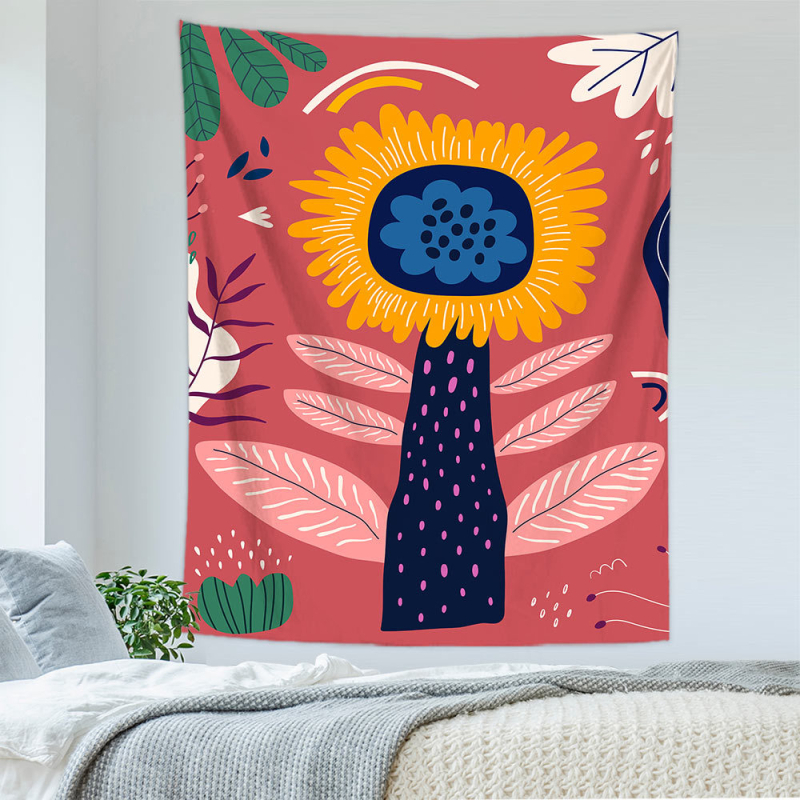 Tapiserie geometrică abstractă — 100% poliester, țesătură nețesută, dreptunghiulară, decor de perete pentru sufragerie și dormitor, Spălare manuală