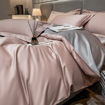 Set pat din patru piese, bumbac cu fibre lungi, țesătură twill, imprimare reactivă și vopsire, 100 fire