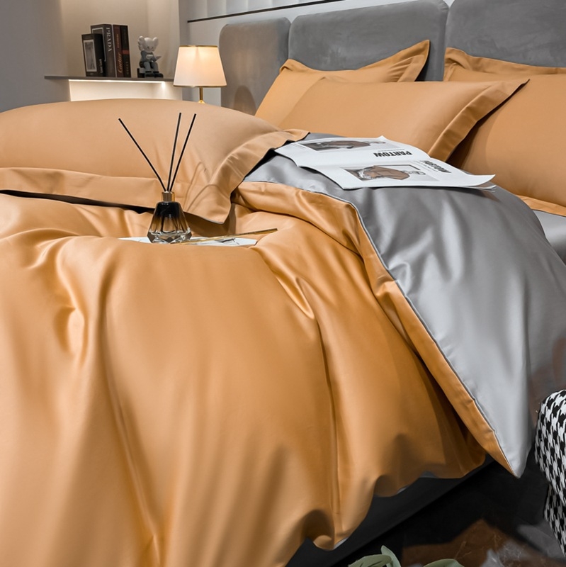 Set pat din patru piese, bumbac cu fibre lungi, țesătură twill, imprimare reactivă și vopsire, 100 fire