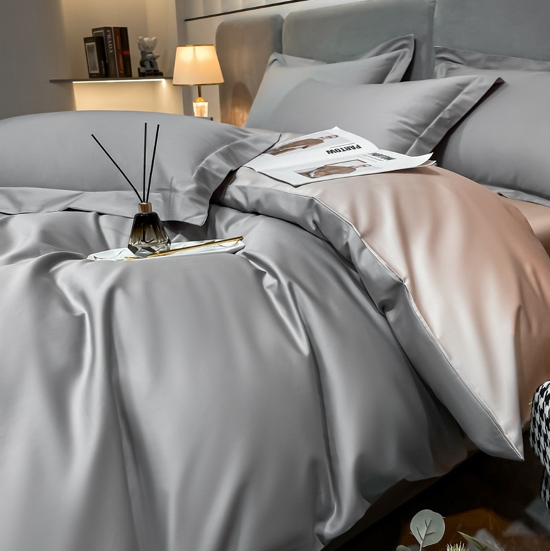 Set pat din patru piese, bumbac cu fibre lungi, țesătură twill, imprimare reactivă și vopsire, 100 fire