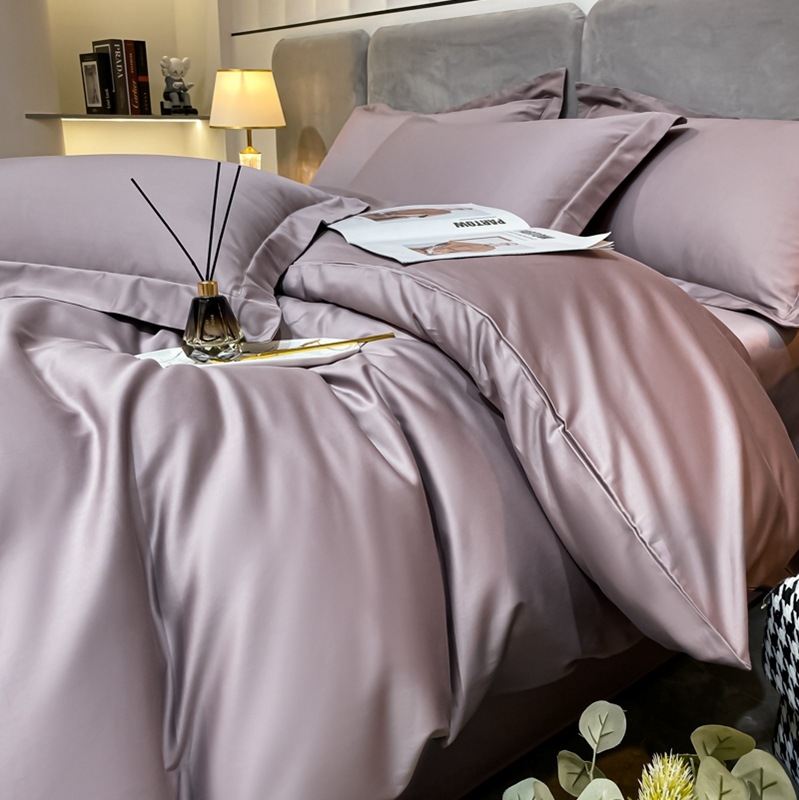 Set pat din patru piese, bumbac cu fibre lungi, țesătură twill, imprimare reactivă și vopsire, 100 fire