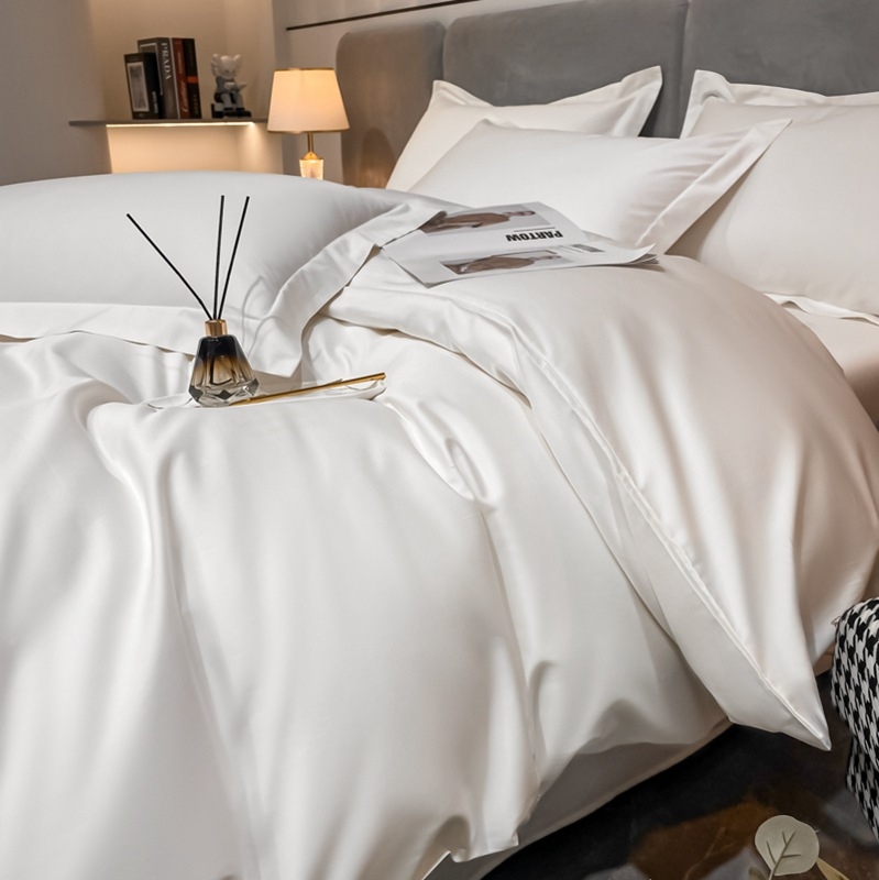 Set pat din patru piese, bumbac cu fibre lungi, țesătură twill, imprimare reactivă și vopsire, 100 fire