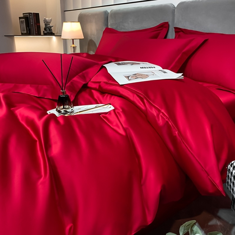 Set pat din patru piese, bumbac cu fibre lungi, țesătură twill, imprimare reactivă și vopsire, 100 fire