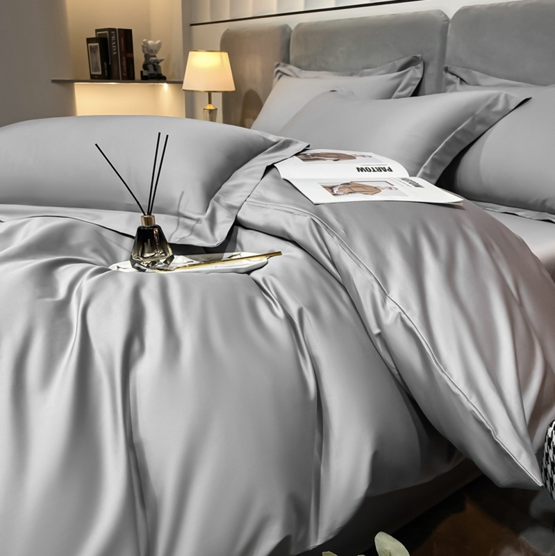 Set pat din patru piese, bumbac cu fibre lungi, țesătură twill, imprimare reactivă și vopsire, 100 fire