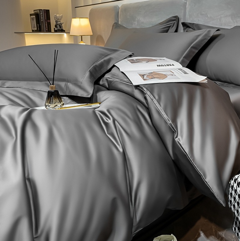 Set pat din patru piese, bumbac cu fibre lungi, țesătură twill, imprimare reactivă și vopsire, 100 fire