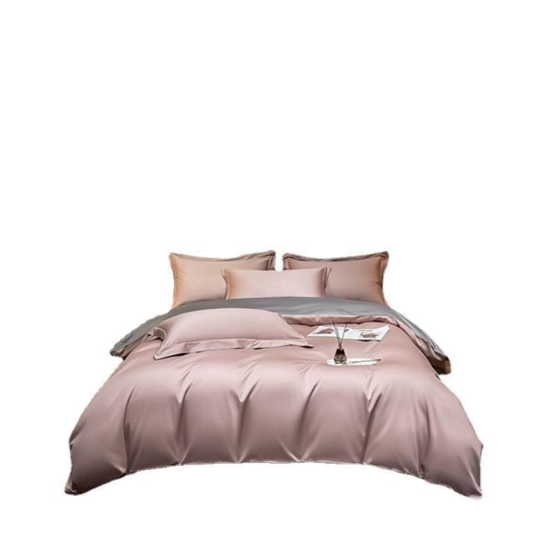 Set pat din patru piese, bumbac cu fibre lungi, țesătură twill, imprimare reactivă și vopsire, 100 fire