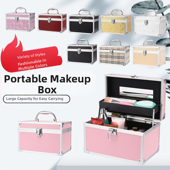 Козметичен калъф с PVC конструкция, отваряне чрез алуминиев рамков механизъм и еднопосочни колела