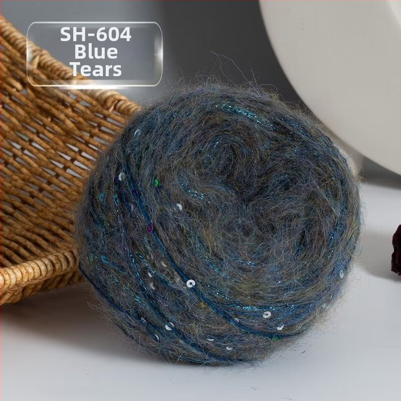 Νήμα Mohair για Πλέξιμο — DIY σετ για φουλάρι και καπέλο με παγιέτες